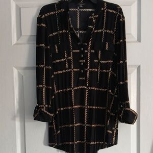 Cocomo Black and Gold Chain Pattern Blouse